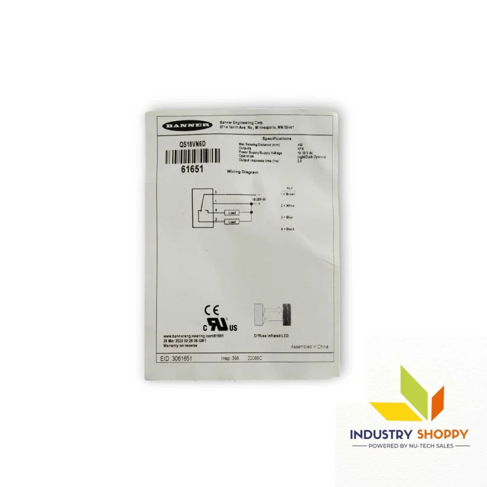 Banner QS18VN6D Photoelectric Sensor