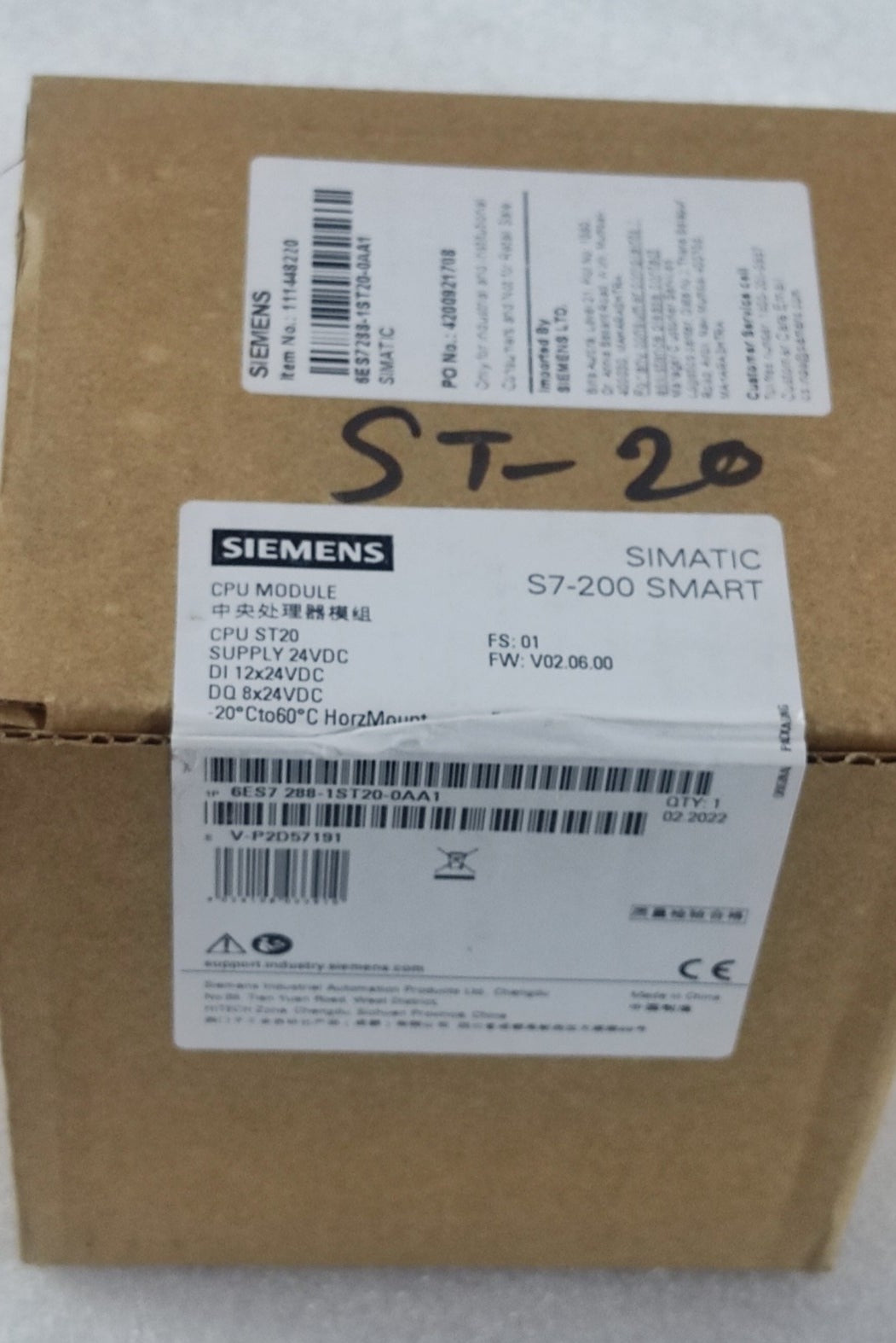 New Siemens Simatic S7-200 Smart PLC Module (6ES7 288-1ST20-0AA1)