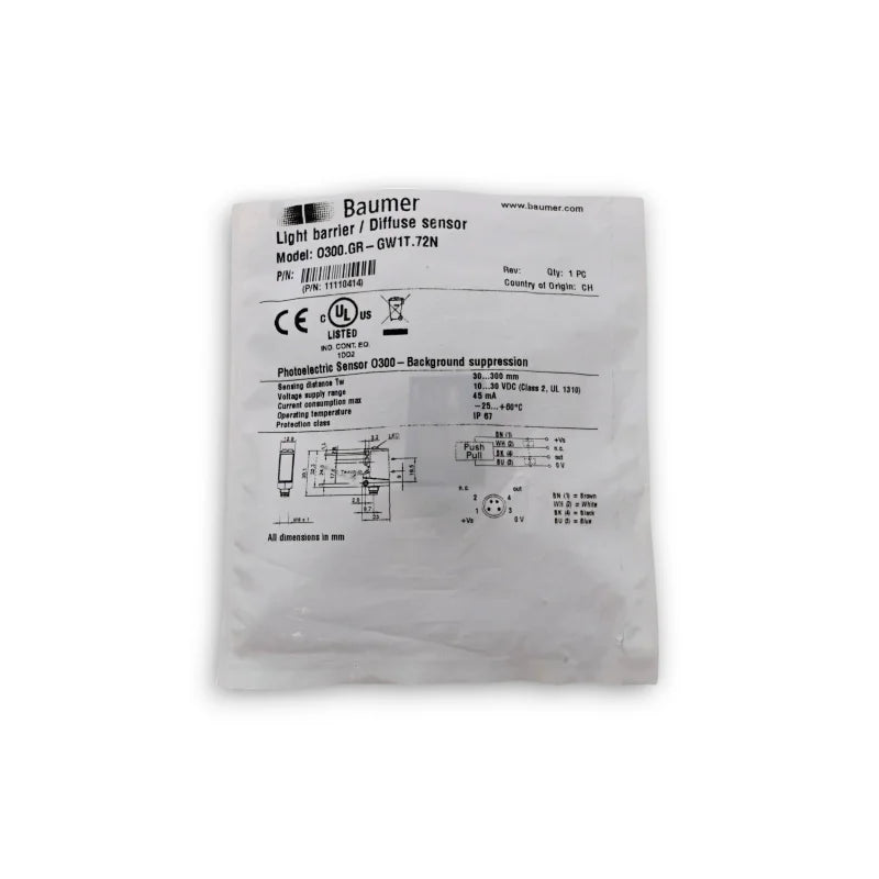 Baumer O300.GR-11110414 Diffuse Sensor